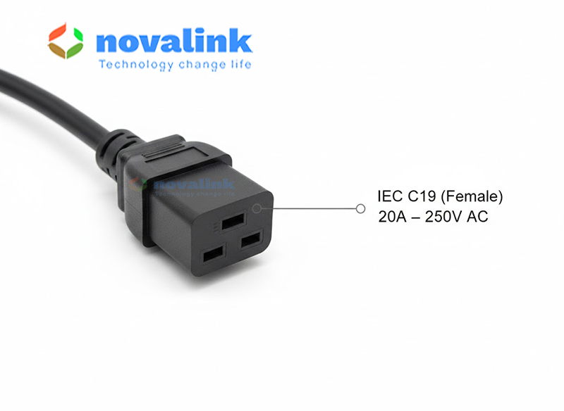 Sản xuất dây nguồn UPS chuẩn C19, C20 dài 3m Novalink lõi 3 x 3.31mm2( 20 AWG) lõi đồng mã NV-56304A